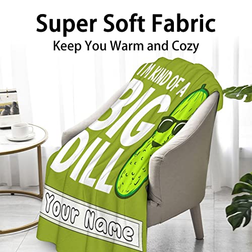 Custom Pickle Throw Blanket for Teen - 50x60 Inches Throw Size - Soft Fluffy Cozy Blankets Gift - Green Funny Blanket Throws for Living Room Decorative