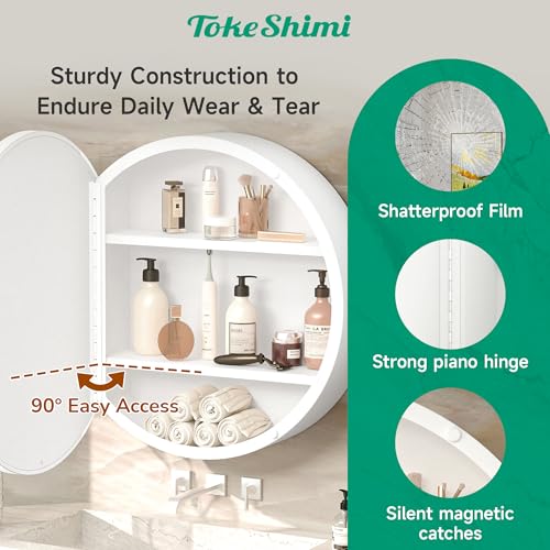 Image of TokeShimi 20x20 in White Medicine Cabinet with Mirror, Durable Metal Frame