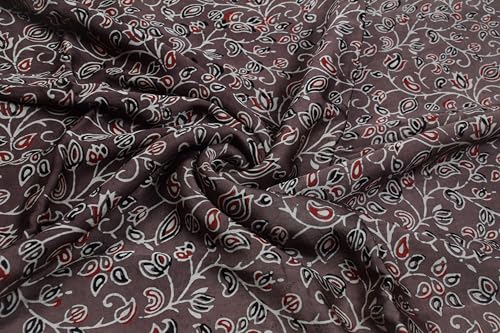 Image of Ethnics of Kutch Women's Ajrakh Modal Silk Natural Dye Hand Block Print Unstitched Kurta Fabric (For Lenght - Refer Bullet Point Below)