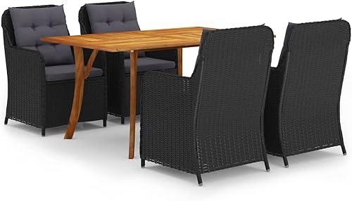 Miniatura 2 de DGZLIIO Juego de muebles de patio mesa de comedor y sillas al aire libre muebles de balcón juego de comedor de 5 piezas color negro adecuado para