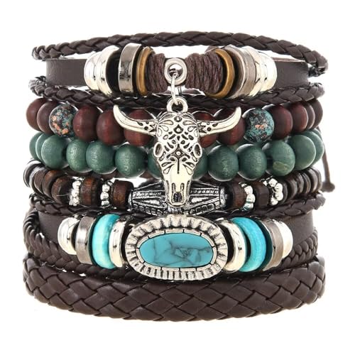 Western Bracelets Set Cowgirl Turquoise Beaded Stretch Bracelets Vintage Stackable Bangles Boho Jewelry Gifts for Women Country Concert Cowgirls