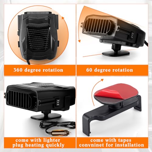 Baquler LIGHTER-BAQULER-09 2 Pcs 12V 150W Car Heater Fan Winter Windshield Defogger And Defroster Car Seat Warmers 2 In 1 Portable Car Heater Plugs Into Cigarette Lighter thumb #4