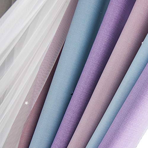 Unistar 2 Panels Curtains For Girls Bedroom Blackout Aesthetic Living Room Decor Colorful Double Layer Star Cut Out Stripe Pink Purple Rainbow Window Home Curtain, W52 X L63 Inches #TOP6