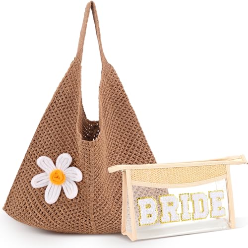 Set 2 bolsas playeras crochet para novia verano miniatura 1