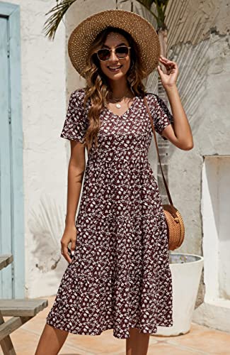 Image of Berydress Women's Casual Summer Tiered Midi Dress 2026 V Neck Boho Sundress