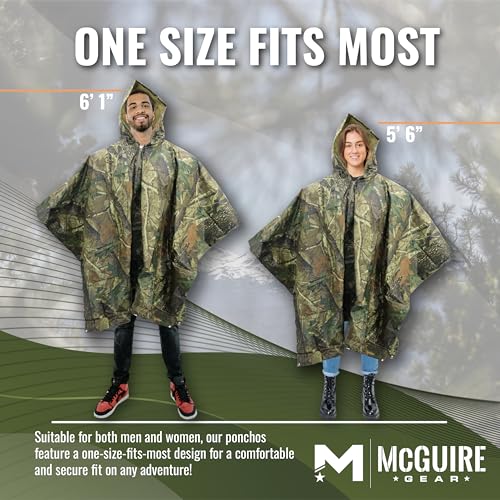 M MCGUIRE GEAR Hooded Military Rain Poncho, Outdoor Emergency Rain Jacket, Waterproof Poncho for Adults, Hiking, Camping4