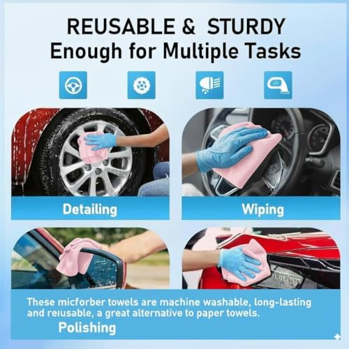 Image of Microfiber Cleaning Cloth Roll, Reusable Tear Away Microfiber Towels,Washable, Ultra Absorbent, Rags Cleaning, Dishcloths, Cleaning Cloth for Car, Home or Kitchen. (LIGHT PINK, 25cm X 25cm)