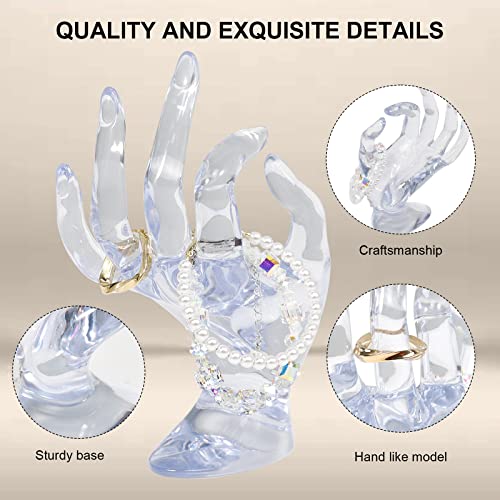 Image of Hand Form Jewelry Display Holder Bracelet Ring Watch Stand Support Holder Stand Bracelet Jewelry Display Stand Holder for Jewelry (transparent)