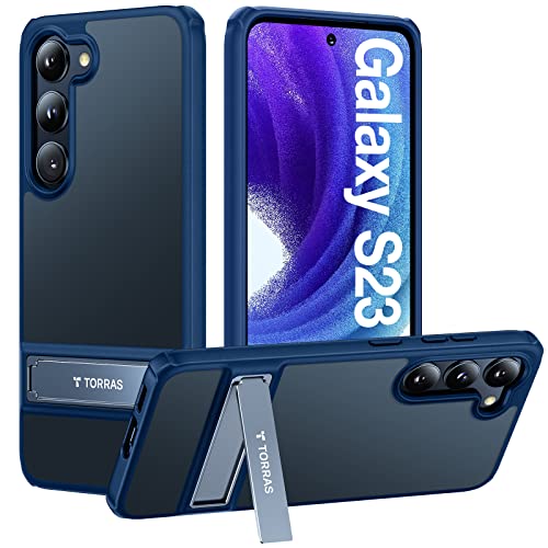 TORRAS MarsClimber Designed for Samsung Galaxy S23 Case 6.1'' [3 Stand Ways Kickstand] [8FT Military-Grade Drop Protection] Translucent Protective Slim Phone Cases for Samsung S23 Case 5G, Blue