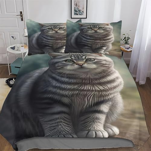 Housse de couette chat parure de lit douce pour des nuits tendres en double - 2