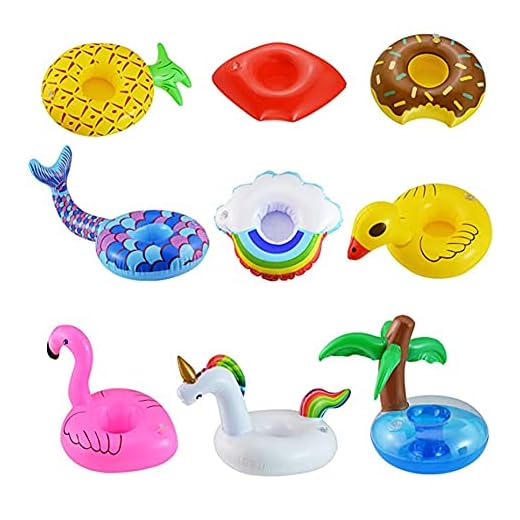Hanren Uppblåsbar dryckeshållare för pool uppblåsbar dryckeshållare flamingo enhörning liten gul anka kopphållare öldryck juice festdekoration set med 9