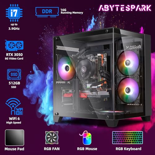 Image of Prebuilt Gaming PC Desktop,Intel Core i7 Business Office Tower Computers PC | RTX3050 8G Graphics Card, 16GB RAM and 512GB SSD, WiFi, Win11 Home, Suitable for Study,transaction,Entertainment,Gaming, etc.
