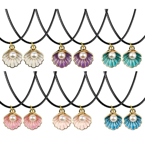 Mermaid Shell Necklace Summer Pink Shell Mermaid Party Gift Decor for Princess Under The Sea Birthday Themed Party