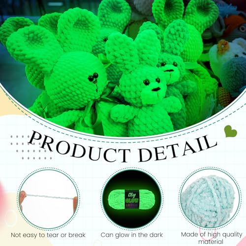 Image of Fanfanwin 10 Rolls Glow in The Dark Chenille Yarn Magic Luminous Crochet Fancy Yarn Glow Sewing Craft for DIY Arts Crafts Christmas Winter Knitting Sewing Crocheting Supplies, 76.5 Yard Per Roll