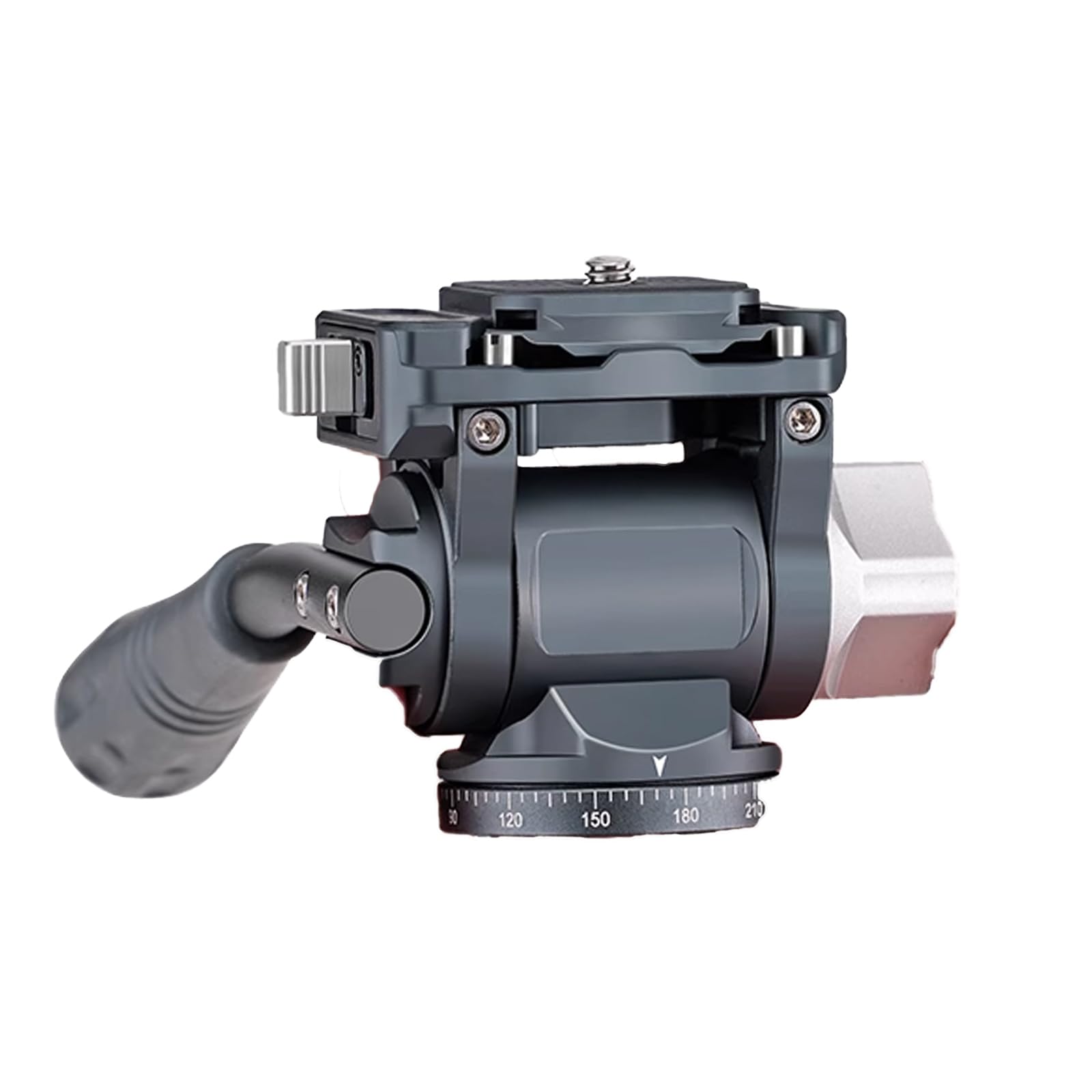 Tripod Fluid Head Metal Mini Pan Tilt Video Head Mount with Arca Type Quick Release Plate, Telescopic Handle Tripod Head for Compact Video Camera DSLR Camera