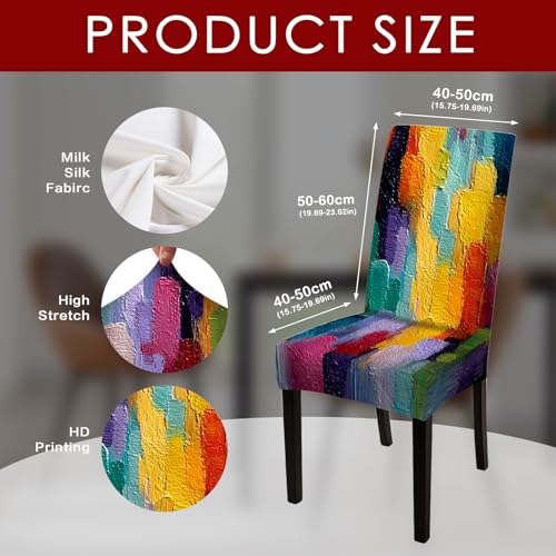 Image of Nuxovilar 2PCS Colorful Abstract Oil Paint Stretch Chair Covers