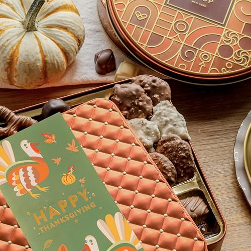 Image of Thanksgiving Gift Basket, Assorted Gourmet Dark and White Chocolate Truffles, Holiday Treats in Elegant Gift Box, Bonnie and Pop