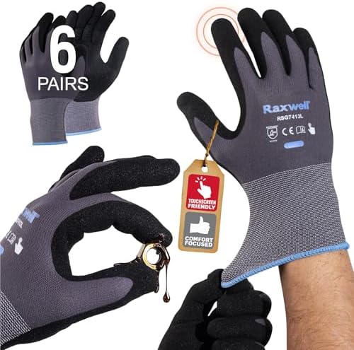 Raxwell Safety Work Gloves MicroFoam Nitrile Coated,Abrasion-Resi...