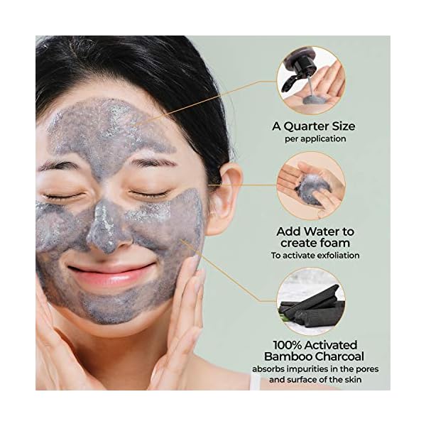 MOTHER MADE Deep Pore Cleansing Active Charcoal Powder Face Wash, 1.9 oz | Acne Free Daily Microfoliant | pH Balancing Vegan Cleanser for Oily Skin, Unscented