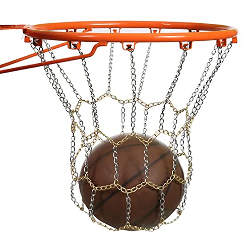 Solo red de baloncesto de metal, reemplazo de red de baloncesto en color dorado y plateado Cover