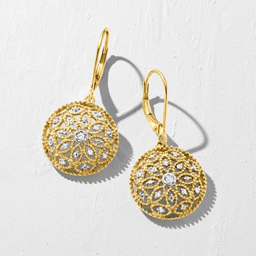 Ross-Simons 0.10 ct. t.w. Diamond Circle Drop Earrings in 18kt Gold Over Sterling3