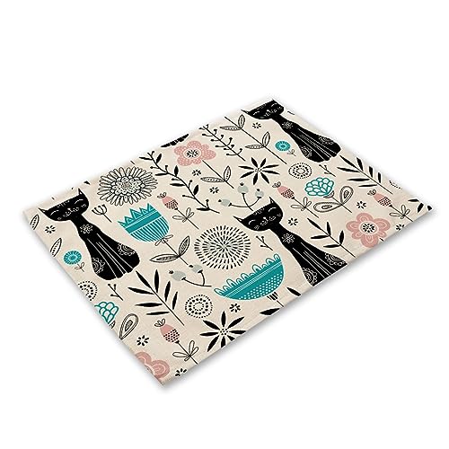 Manteles Individuales Flores Azules De Gato Salvamanteles Individuales Lavable Mantel Individual Resistente Calor Manteles Individuales Plastico Antideslizante Individuales Mesa 30x45cm 8 Pcs