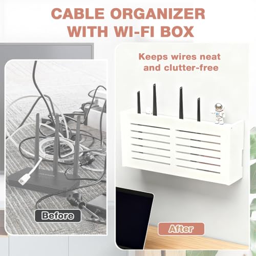 Image of HASTHIP Router Wall Mount Holder, Cutout Box for WiFi Routers, 38x8.5x20cm