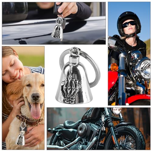 Image of vvag Motorcycle Bell Durable Guardian Angel Bell Hanger Biker Bell with Keychain Ring Motorcycle Accessories for Women