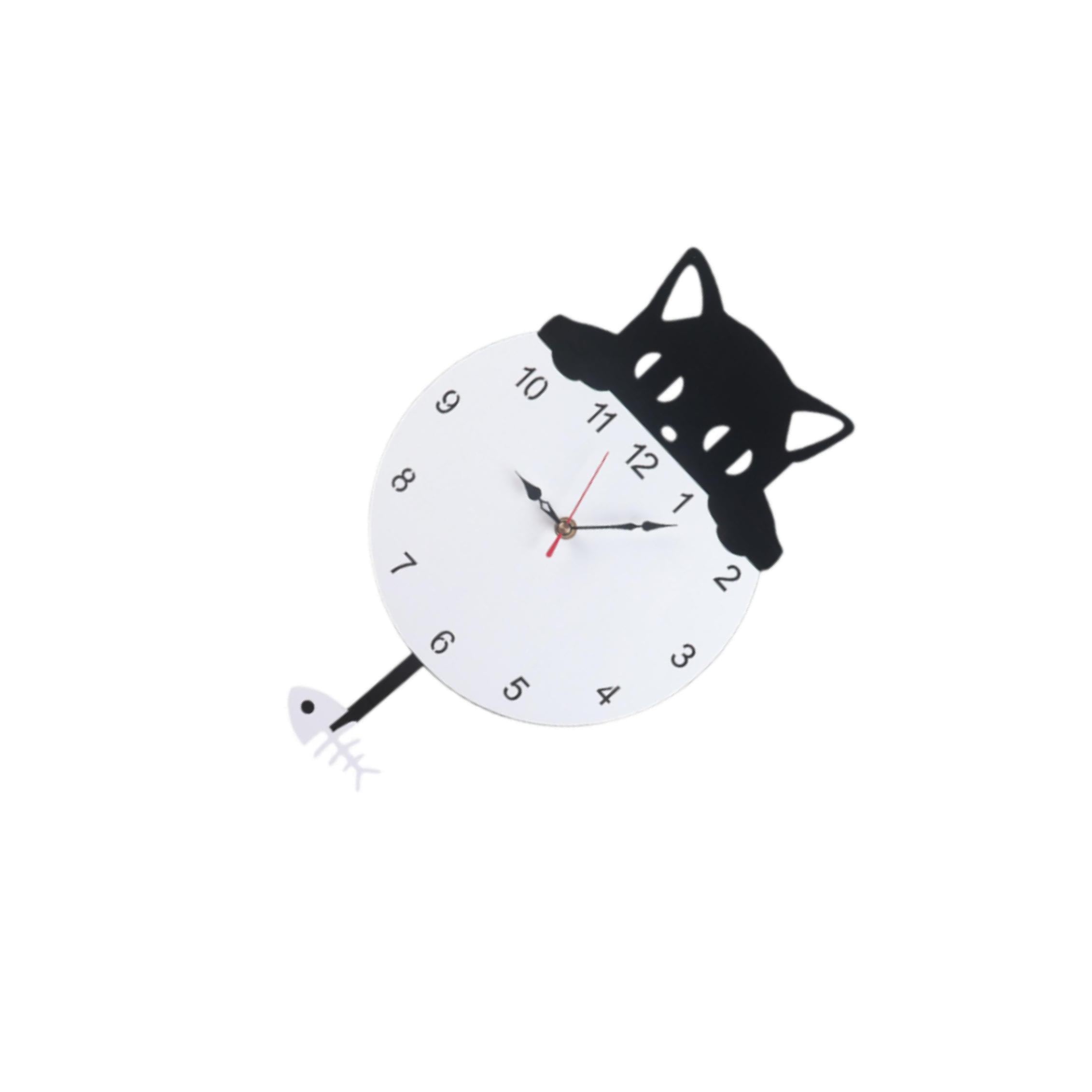 Horloge murale chat effet 3D moderne et silencieuse pour salon