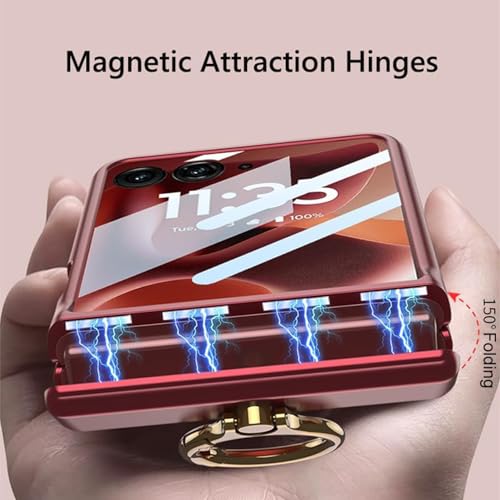 Image of Kapa Magnetic Hinge and Ring Back Cover for Motorola Razr 60 Ultra | Ultra Thin Shockproof Slim Hard Protective Case (Wine Red)