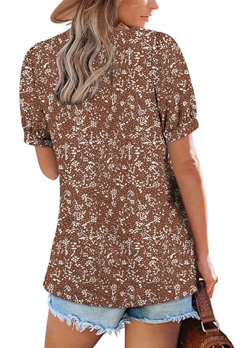 Zwurew Women's Summer Casual Puff Short Sleeve T-Shirts Square Neck Pleated Flowy Trendy Tunic Tops for Leggings S-2XL3