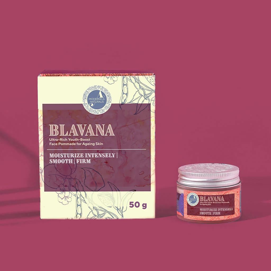 Blavana Daily Moisturizer for Face - An Ayurvedic Ultra-Rich Youth-Boost Face Pommade for Aging Skin - with Black Gram, Manjistha, Apricot, Aloe Vera - Dermatologically Tested 1.76 oz - Image 5