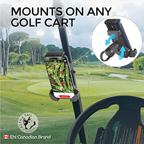 Golf Cart Phone Holder by AlphaTailSupplies - Designed for Golf Carts, Golf Push Carts, & Golf Alignment Sticks - Golf Cell Phone Holder, Stroller Phone Holder, Bike Phone Mount, Boat Phone Holder - Image 3