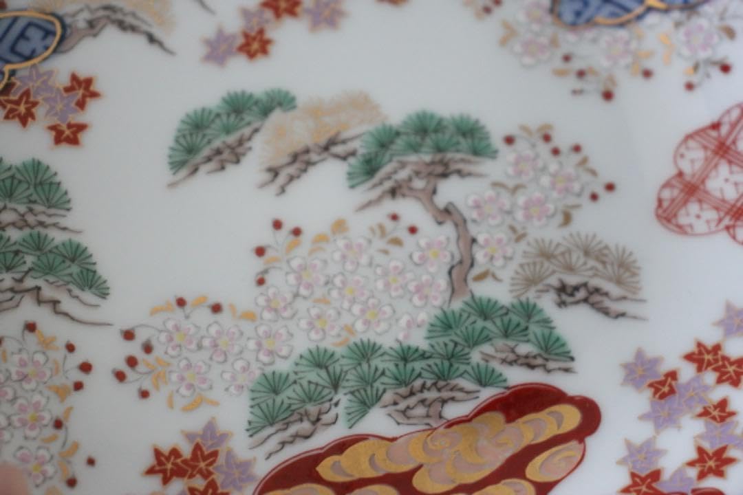 木箱入 有田焼 其泉造 染錦春秋紋 銘々皿揃 15cmプレート