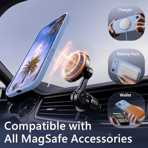 Image of FireNova Magnetic for iPhone Air Case, Compatible with MagSafe, [Integrated Silicone Camera Control Button] [Camera Protection] Microfiber Lining Phone Case for iPhone 17 Air, 6.5 inch, Light Blue