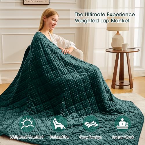 Image of Green Weighted Blanket for Adults 20lbs, 48 inchx72 inch, Twin Full Size Cooling Minky Heavy Throw Blanket for 180-220lbs, Soft Winter Thick Big Blankets Weighted Comforter Gift for Sleeping