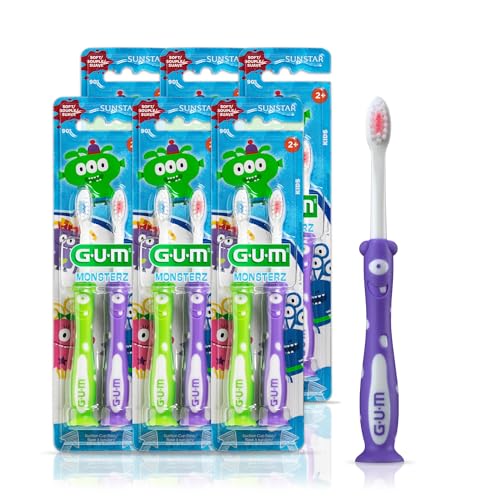 GUM Monsterz Kids Soft Toothbrush, Ages 2+, 2 Count (6 Pack)
