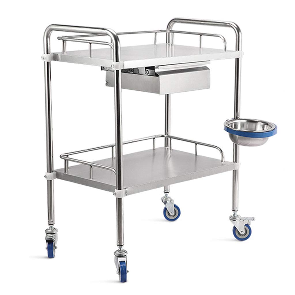 Carrello per Ospedale, Carrello per chirurgia Dentale per Infermiere, Carrello per Salone di Bellezza per Strumenti con Ruote, Carrello per trattamenti Medici in Acciaio Inossidabile (2/3 Strati)