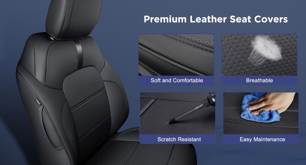BAMACAR® for Toyota 4Runner Seat Covers 2011-2023 (TRD Off Road/TRD Pro/5-Seat) Leather Full Set for Toyota 4Runner Seat Covers 2011-2015 2016 2017 2018 2019 2020 2021 2022 2023 4Runner Accessories