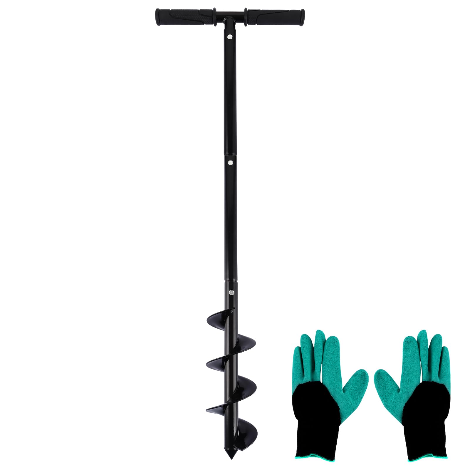 APACALI 1 tarière manuelle de 60 à 85 cm, réglable, avec poignée antidérapante amovible, tarière pour visseuse sans fil, tarière de jardin pour pose de poteaux de clôture, plantation