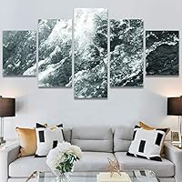 SIGNWIN 5 Panel Canvas Wall Art Beach Blue Coastal Cool Photography Relax/Calm for Home Decorations Ready to Hang - 60