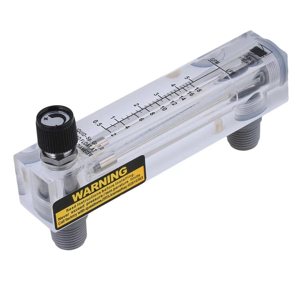 Flussometro a pannello, misuratore di portata per liquidi LZM-15T in vetro acrilico Misuratore di portata regolabile per controllo di misurazione G1/4 '' G1/2 '' (0,3-3 GPM e 1-11 LPM)
