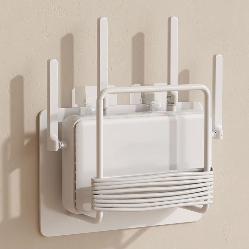 Soporte de malla para enrutador de pared, dispositivo pequeño o montaje VESA detrás del monitor, estante de gestión de cables para módem WiFi, decodificador superior en sala de estar, dormitorio