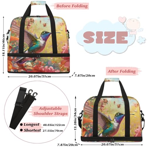 Large Weekender Overnight Bags Colorful Animal Bird Travel Duffel Bag for Women Men Gym Bag With Shoe Compartment Foldie Travel Tote Bag Carry On Personal Item Bag for Travel Gym Sports2