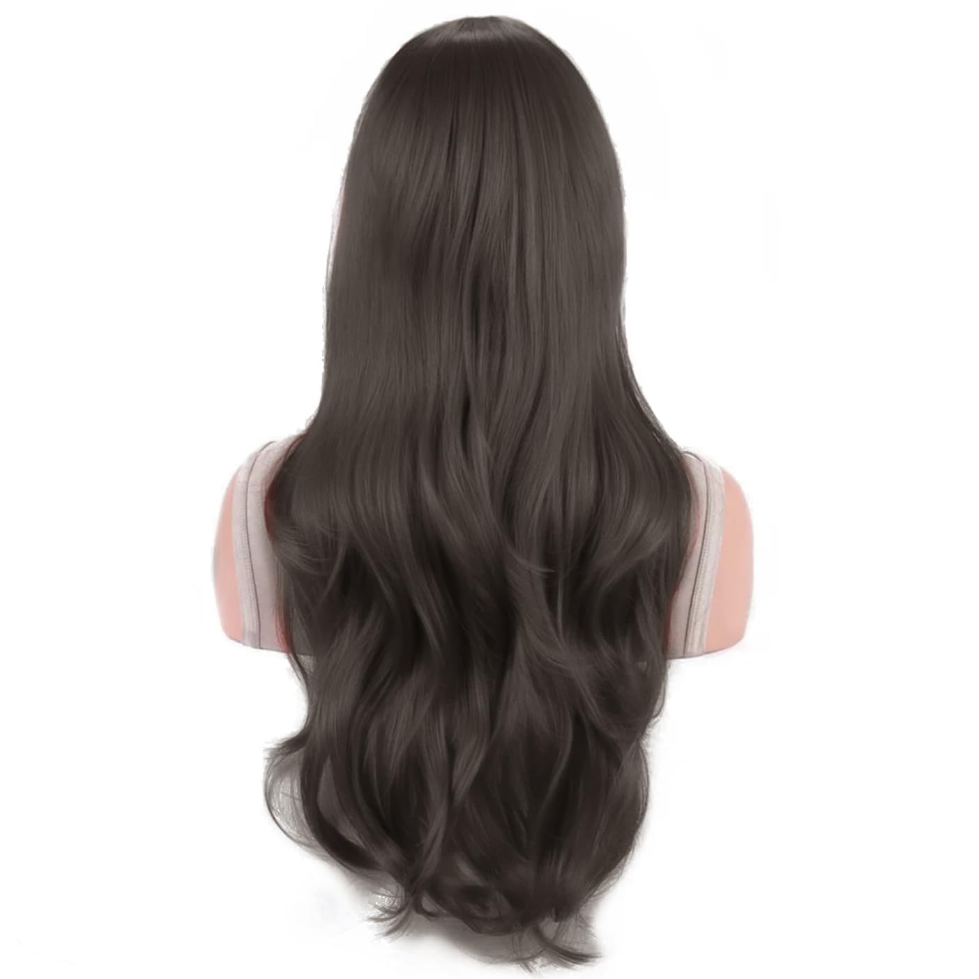IMISSU 28 Inch/70cm Long Hair Water Wavy Wigs with Bangs Cosplay Costume Wig (Dark Brown) - Image 3