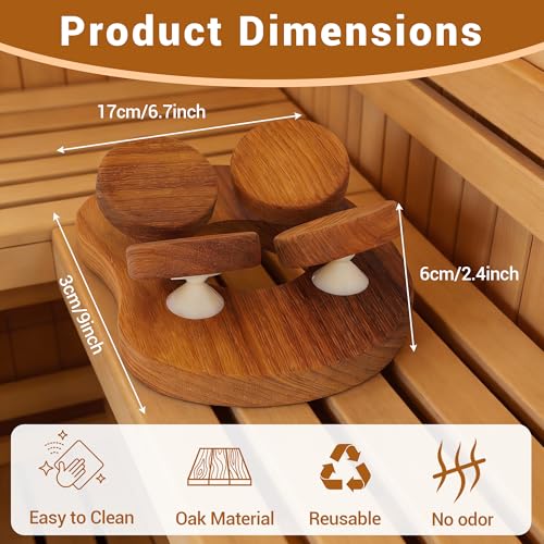 lukar Wooden Sauna Headrest with Rotatable Disc, 4-Point Sauna Pillow - Image 3