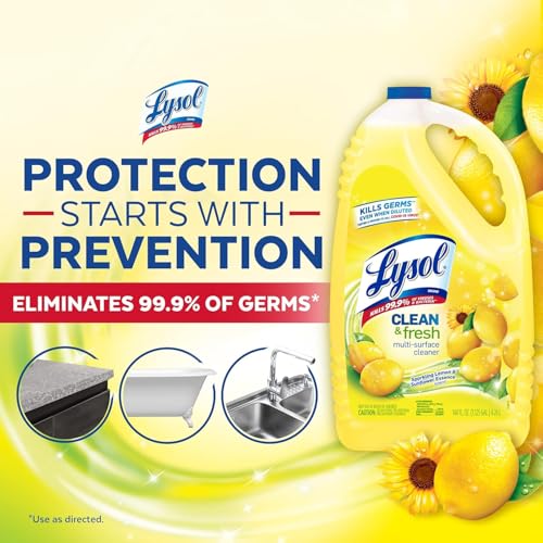Lysol Multi-Surface Cleaner, Sanitizing and Disinfecting Pour, to Clean and Deodorize, Sparkling Lemon and Sunflower Essence, 144 Fl Oz - Image 4