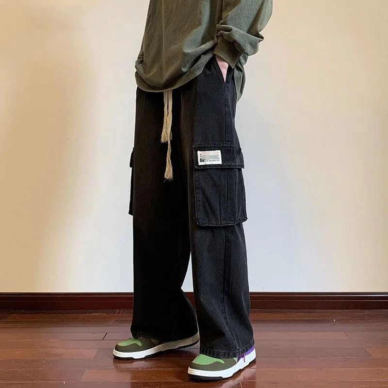 Loose Straight Jeans Man Jeans Cargo Pants Classic Casual Waist Male Trousers2