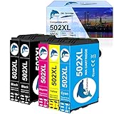 GoToners 502 XL Druckerpatronen Kompatibel für Epson 502 502XL Patronen für Workforce WF-2860 WF-2865 WF-2880 Expression Home XP-5100 XP5100 XP-5105 XP5150 (2 Schwarz, 1 Cyan, 1 Magenta, 1 Gelb)