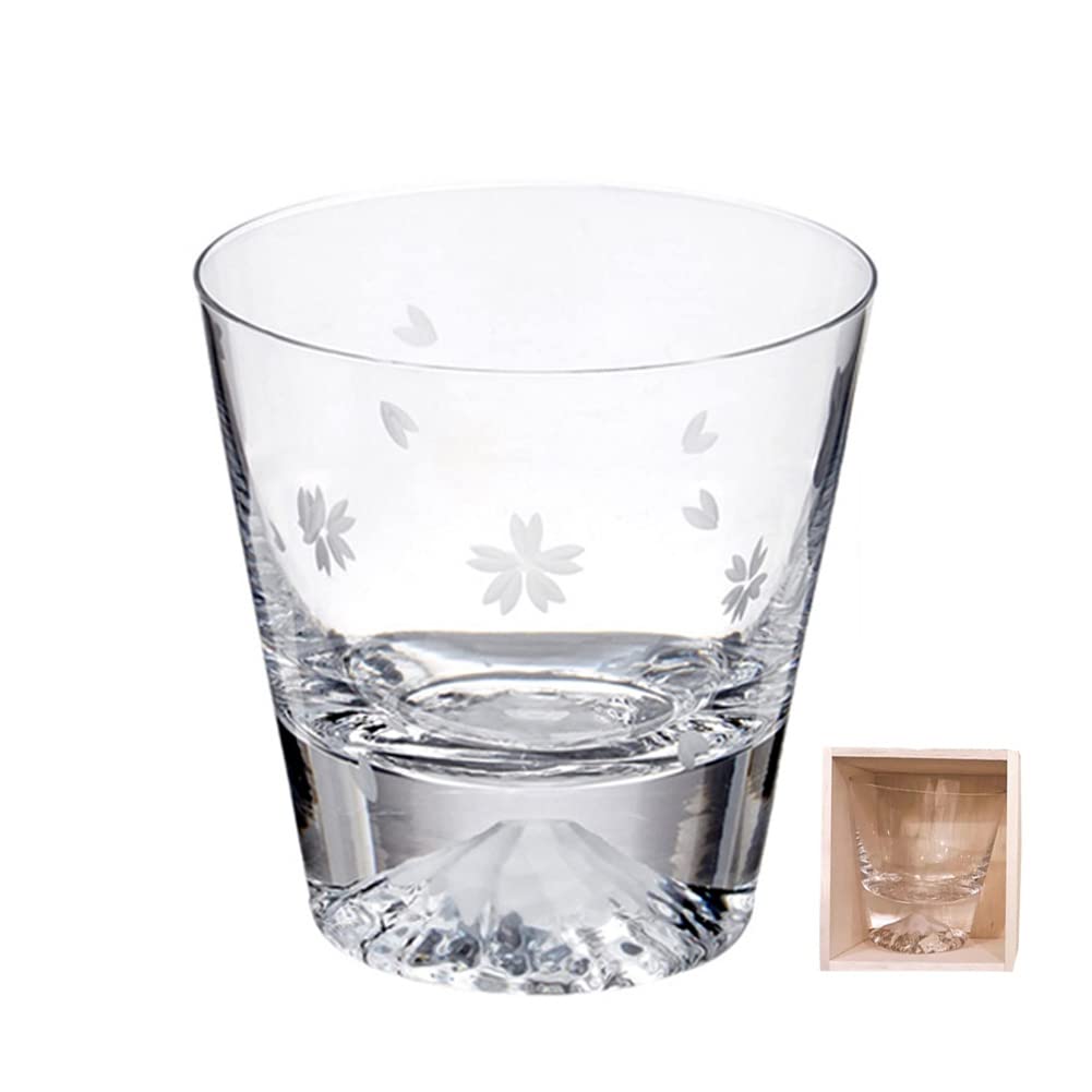 Amazon Enjoy Youth 富士山 ロックグラス 木箱入 ウイスキーガラス クリスタルガラス ビールグラス ギフト 用の箱付き 桜切子 Enjoy Youth ロックグラス 通販